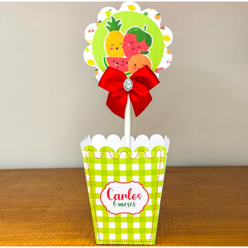 Centro de Mesa FRUTINHAS (PEGUE E MONTE) /Cachepot Cachepô Personalizado/ Festa Aniversário Lembrancinha Mimo