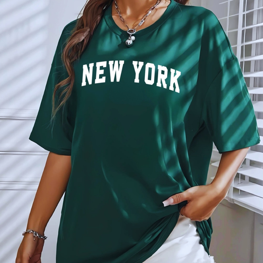 Camisa feminina New York Oversized Streetwear Brooklyn Lançamento Camiseta 100% Algodão