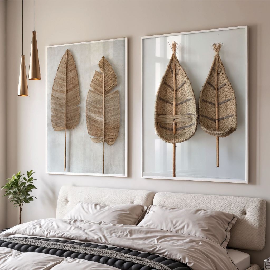 Kit 2 Quadros Decorativos Folha Bananeira Minimalista Vidro Sala, Quarto Alto Padrão Exclusivo em Oferta na Shopee