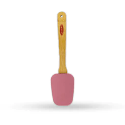 Espátula Silicone Cabo Bambu 25cm Rose Alumínio Utensílio Cozinha Oliveira