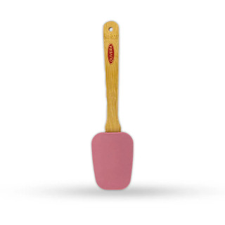 Espátula Silicone Cabo Bambu 25cm Rose Alumínio Utensílio Cozinha Oliveira