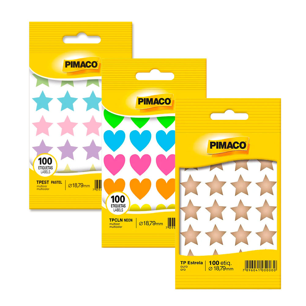 Kit Etiquetas Multiuso TP estrela e coração Pimaco em Oferta na Shopee