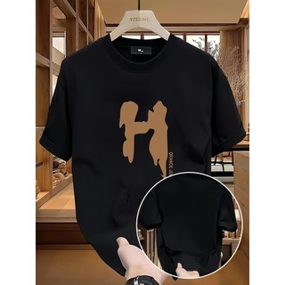 Novo Verão 2025 Masculino'hustle Impresso Camiseta , Solto Casual Em Torno Do Pescoço Manga Curta