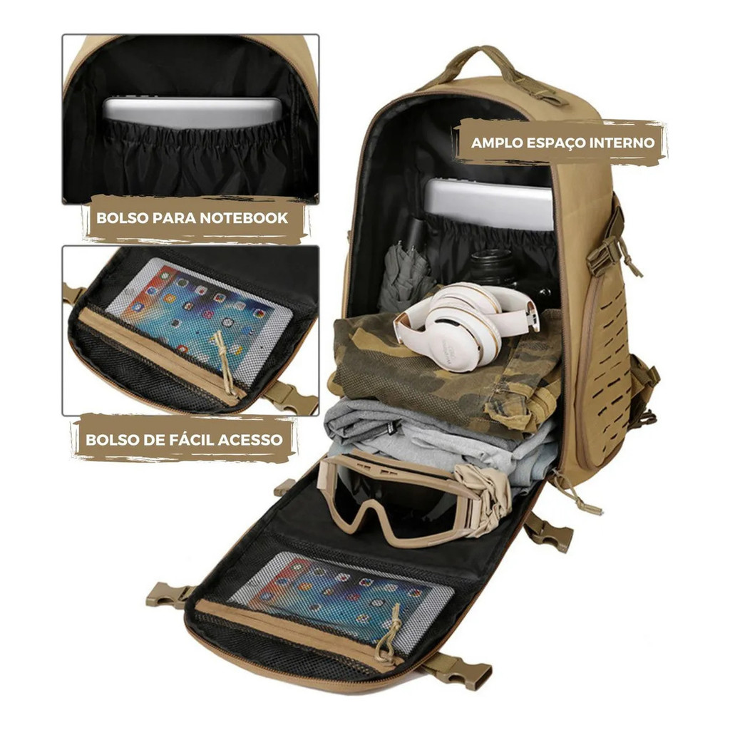 Mochila Militar Tatica Do Exército Bolsa Tatica Masculina W04 Bosco.Loja