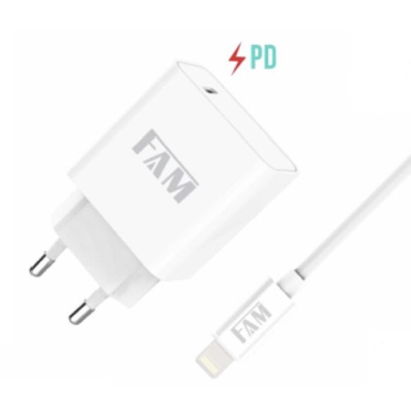 Kit Carregador Turbo 20w Fam Cabo Usb-C Lightning Compatível Para Iphone 6/7/8/XR/XS/11/12/13/14