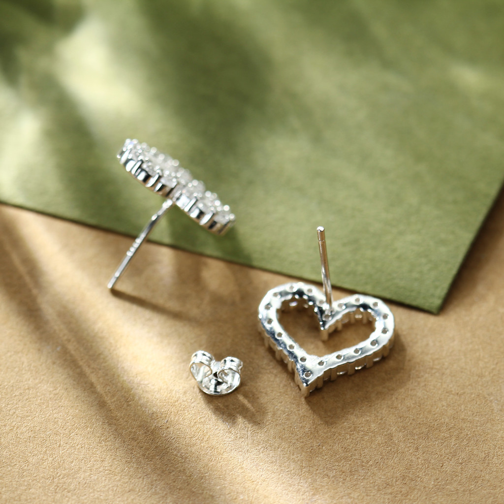 Kit Brincos Prata 925 Coração Vazado Zircônia Cravejada Antialérgico Femininos Elegantes Presente Luxo (Par)
