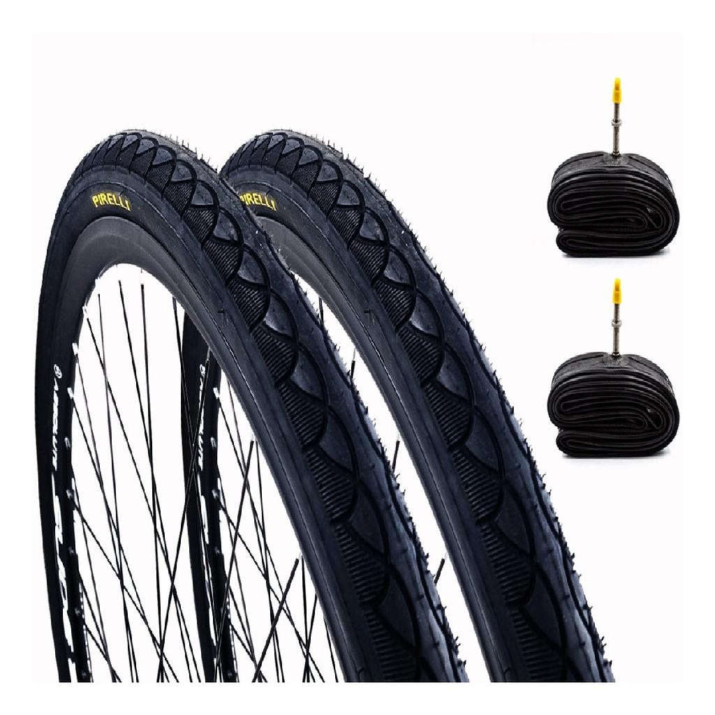 2 Pneu Touring 700x45 Pirelli + 2 Câmara Pirelli 700x28/45 Cor Preto