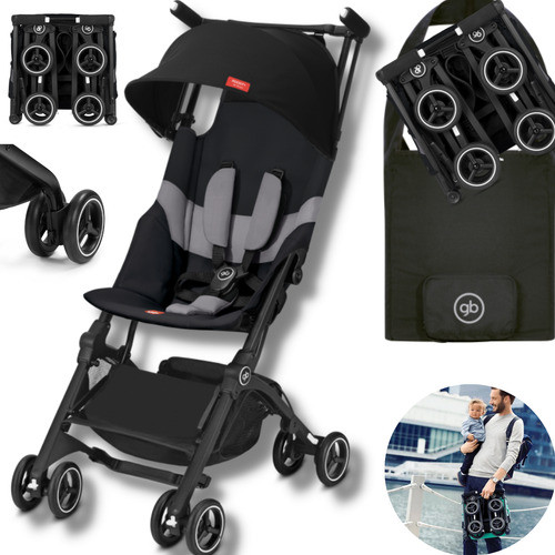 Carrinho Bebê Infantil Passeio Velver Black Gb Pockit + All-terrain Com Bolsa De Transporte