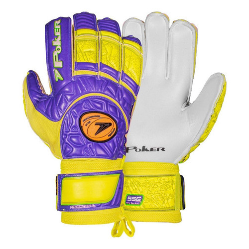 Luva De Goleiro Futebol De Campo Profissional Firmness 4 Violeta e Amarelo Tamanho 10
