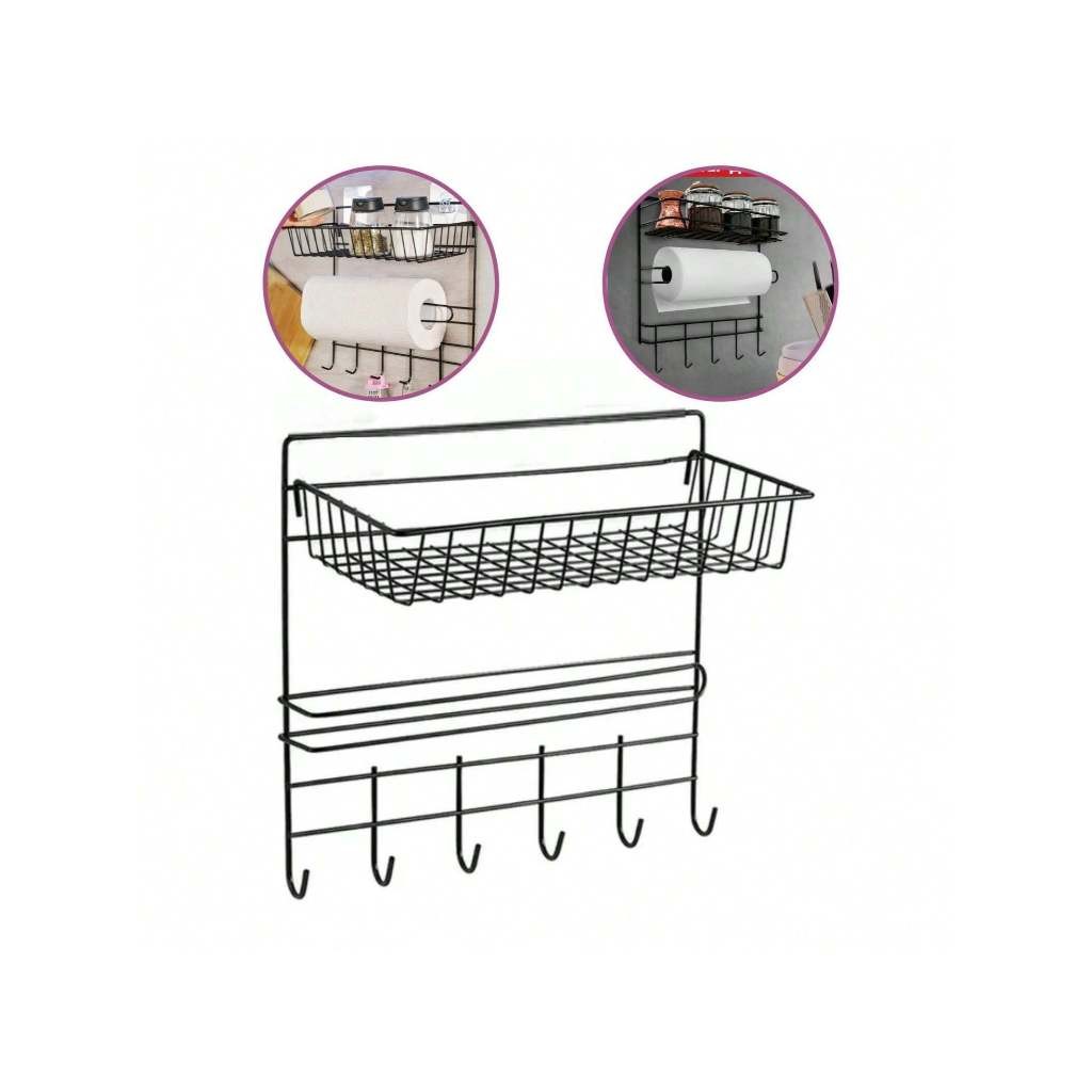 Porta Tempero Condimento com Rolo de Papel Toalha 6 ganchos Pendurar Pano de Prato Aramado Multiuso em Oferta na Shopee