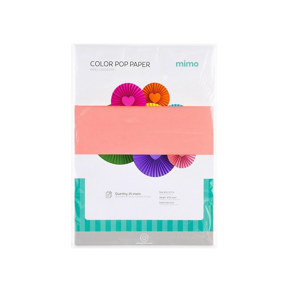 Papel Color Pop A4 180g Rosa Chiclete Fluorescente 25 Folhas Mimo - 07005