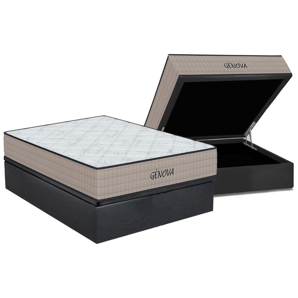Conjunto Box Baú Casal: Colchão Espuma Orthoflex D45 Genova + Base CRC Suede Gray (138x188)