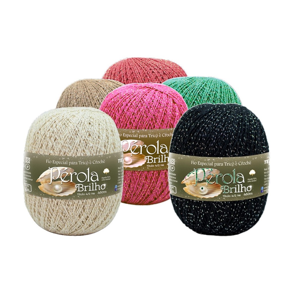 Novelo Linha Perola Brilho Dourado/Prata 4/2 145 Gramas