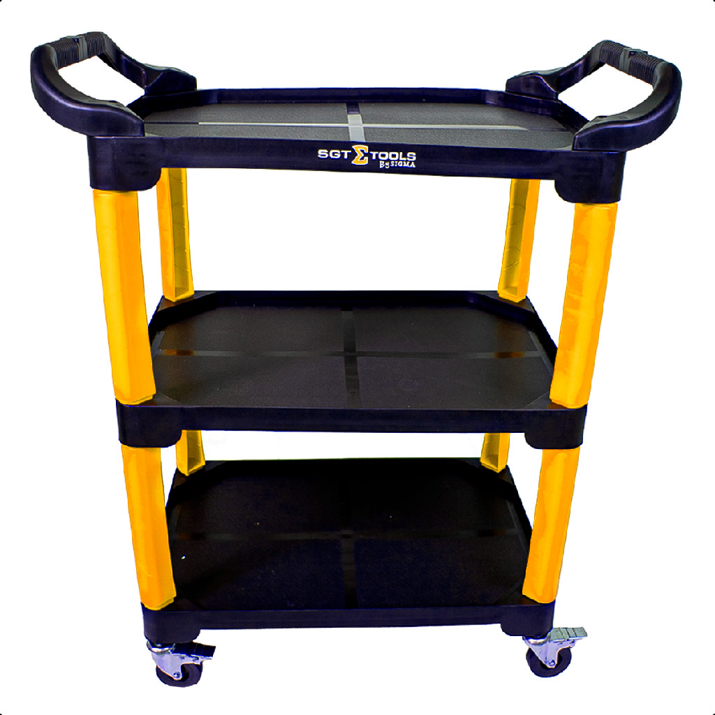 Carrinho Detailers Mecânico 3 Prateleiras Até 135Kg Amarelo