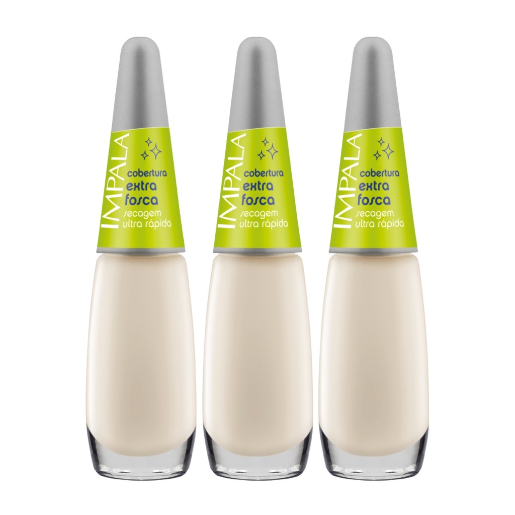 Kit 3 Esmalte Impala Base Cobertura Extra Fosca Manicure