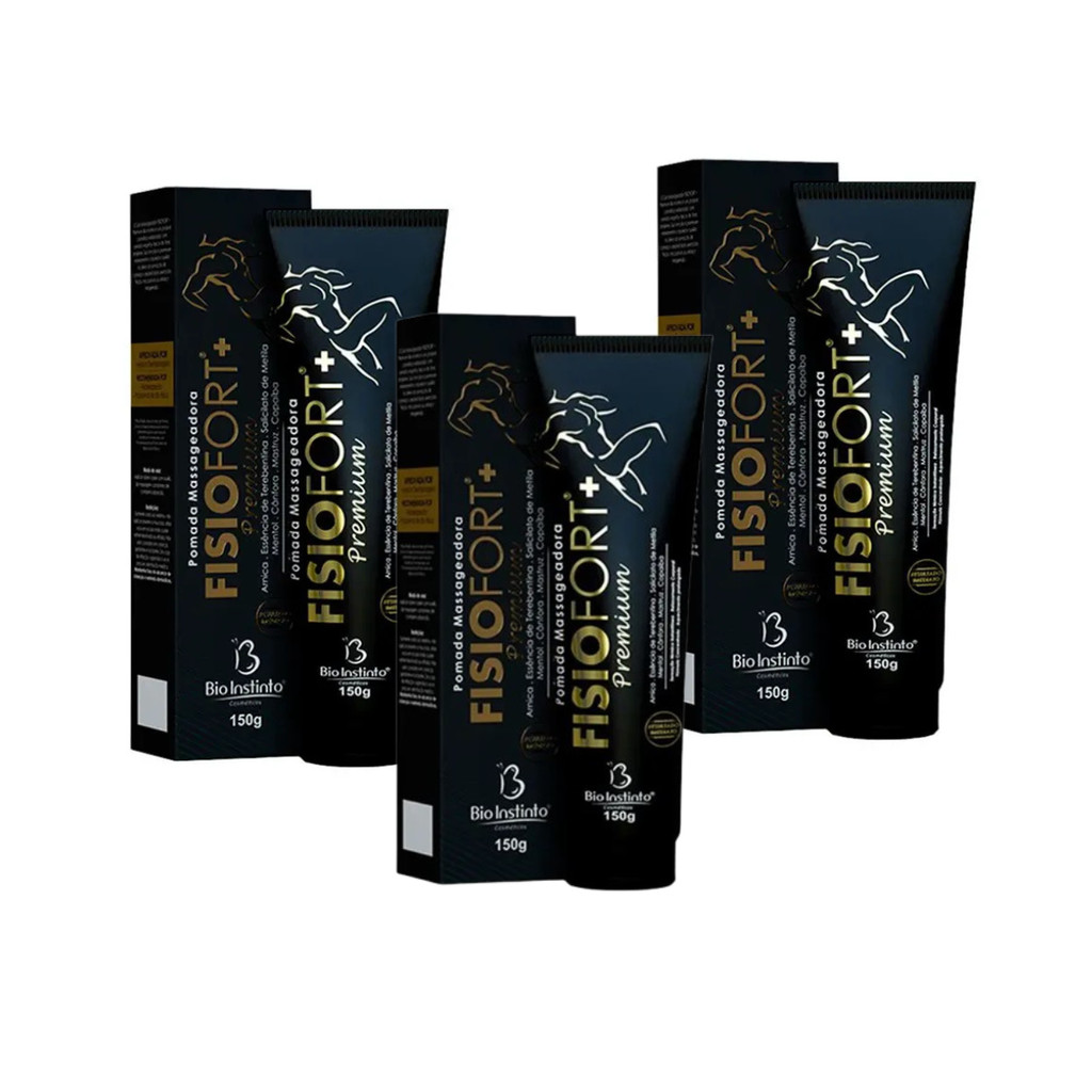 Kit 3 und Pomada Massageadora Fisiofort Premium 150gr em Oferta na Shopee