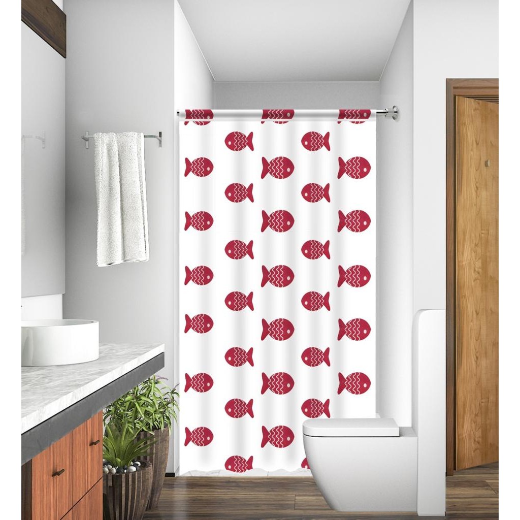 Cortina Para Box de Banheiro PE Estampada Sortidas Acabamento em Viés Uso Direto ao Suporte