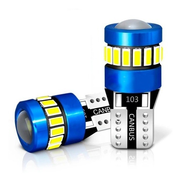 Par Lâmpada Pingo T10 Projetor 19 Chip Led Canbus 4300k Branco Quente 12v