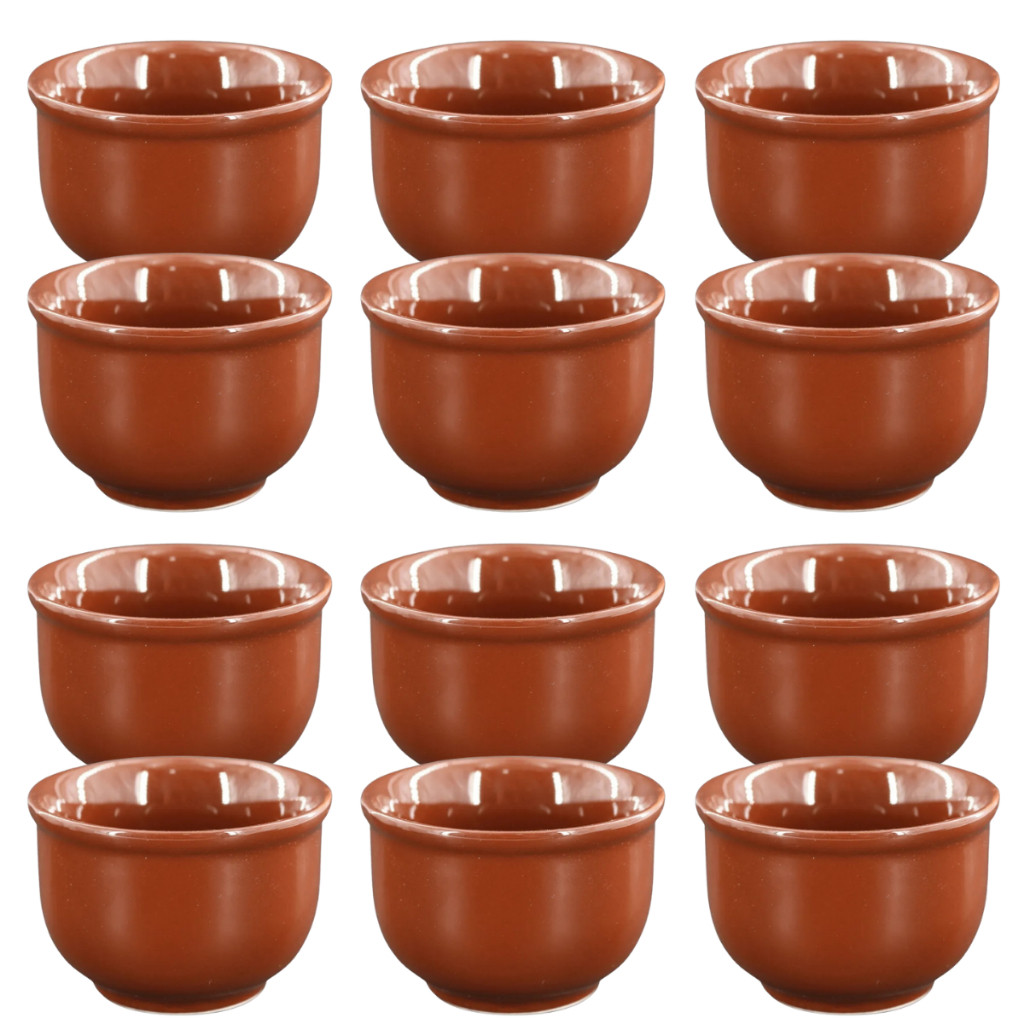 Kit 12 Molheira Cumbuca Porções 500ml ou 280ml Porcelana Marrom Feijoada Sopa