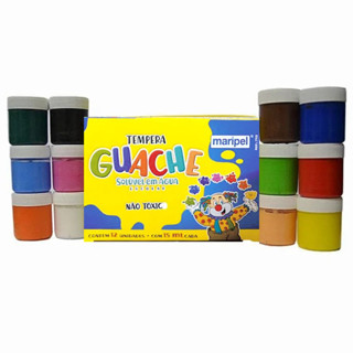 Tinta Guache Escolar 12 Cores Maripel 15ml - 1 Caixinha em Oferta na Shopee