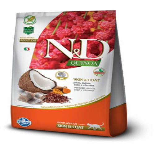 Ração Farmina N&D Quinoa Skin & Coat para Gatos Adultos sabor Peixe 7,5kg