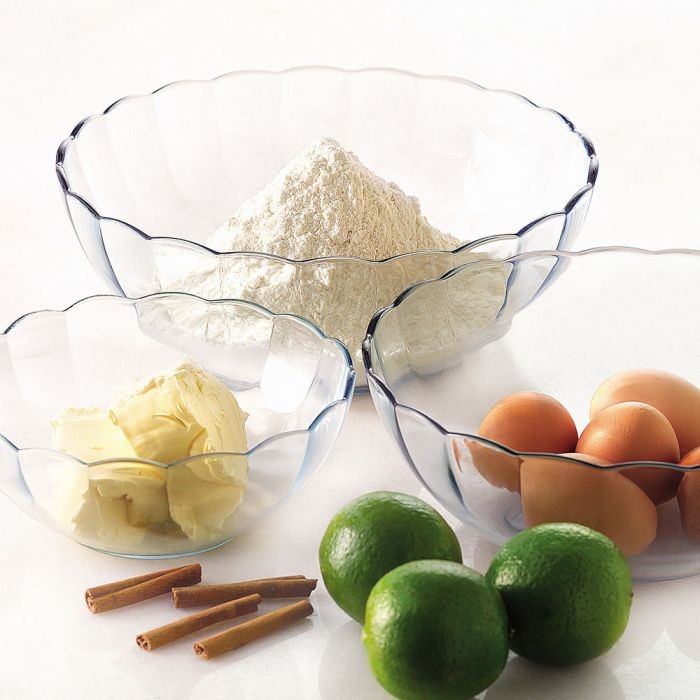 Jogo Com 3 Tigela Bowl De Vidro Redonda Saladeira Fruta Travessa