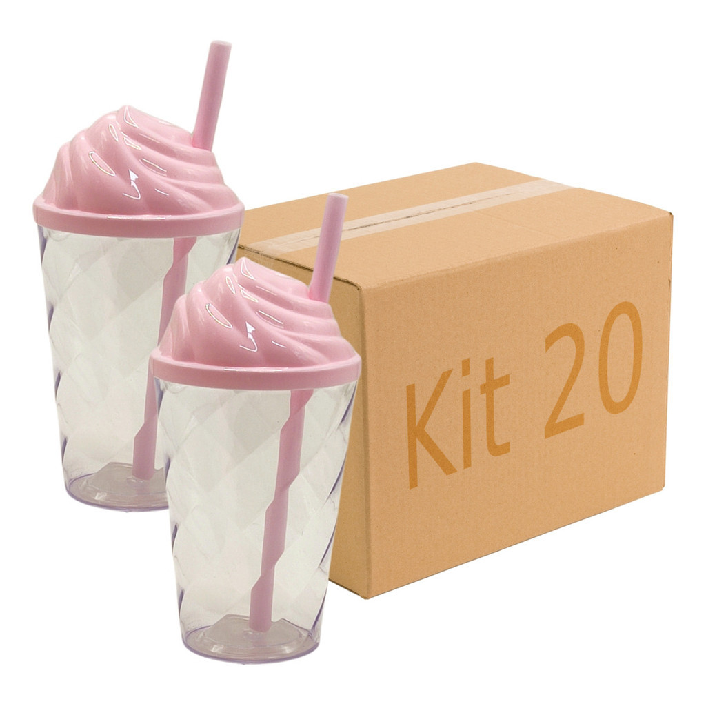 Kit 20 Copo 300ml Tampa Chantilly Niver Atacado Varejo chá revelação 15 anos infantil brinde  Show
