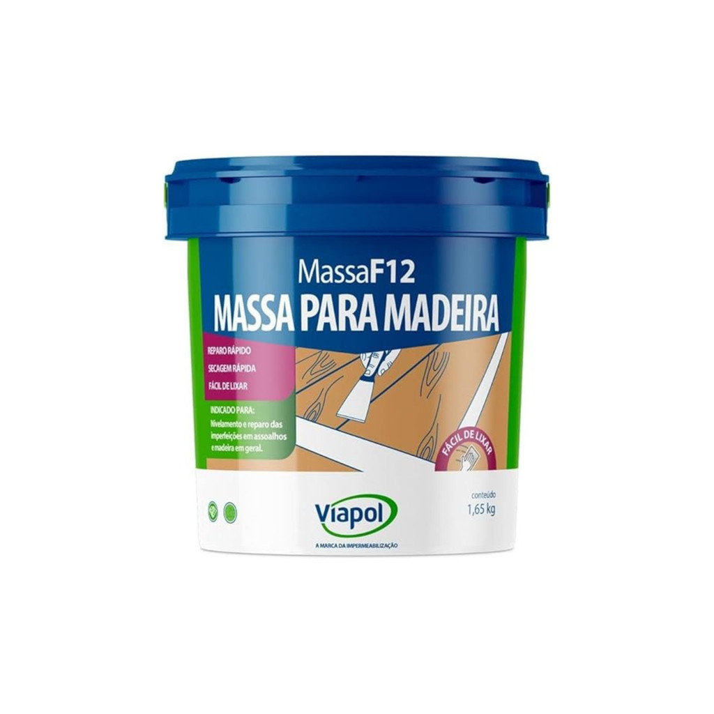 Massa F12 P/ Madeira 1,65KG Cores Viapol em Oferta na Shopee