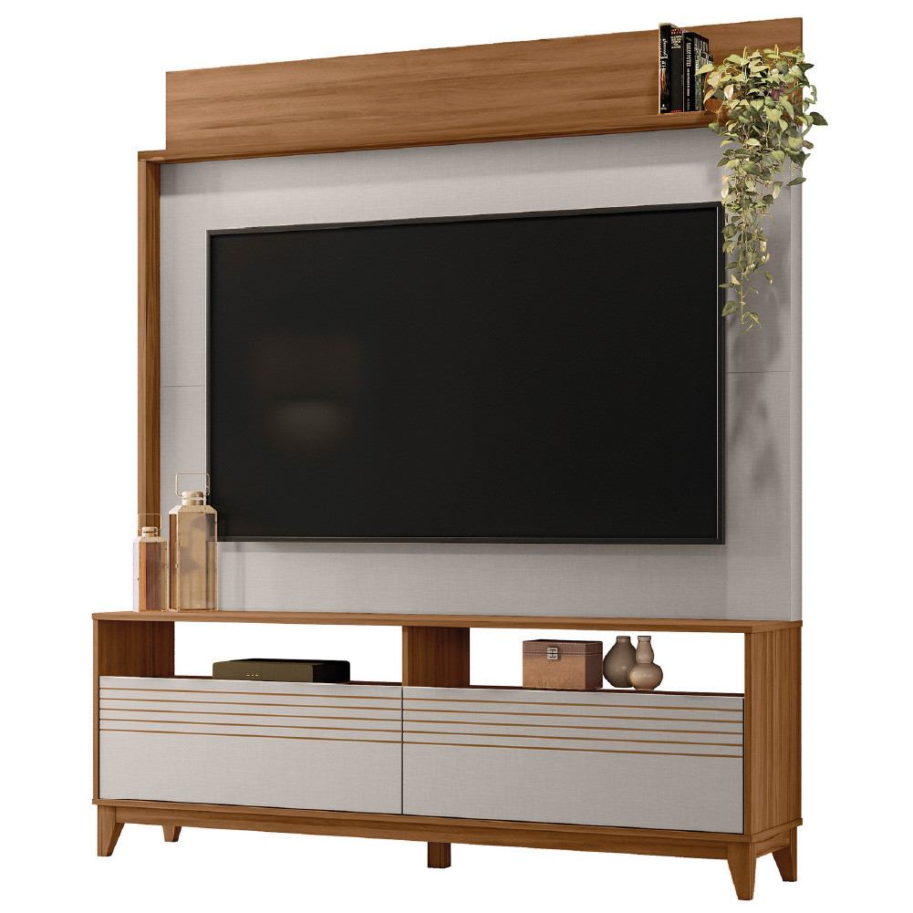 Estante Home Theater Para TV Até 70 Polegadas 1,60m Granada Madeirado / Off White Notável em Oferta na Shopee