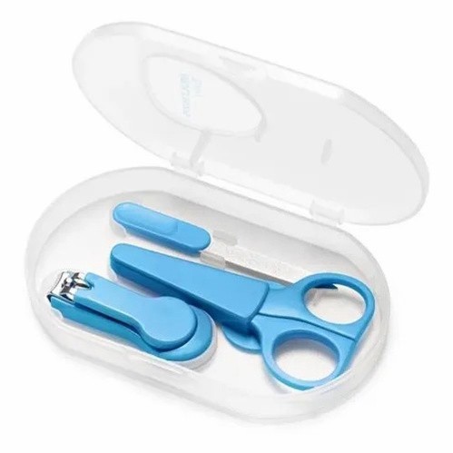 Kit Higiene Cuidados Bebê Cortador De Unha Lixa Tesoura Azul  Multikids  BB1085