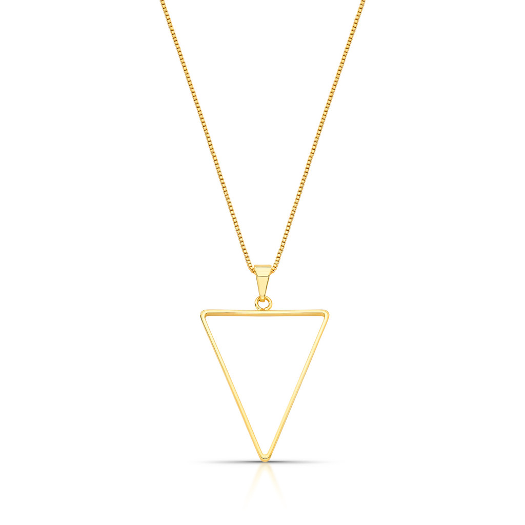 Conjunto Triângulo Vazado Minimalista – Semijoia Banhada a Ouro 18k