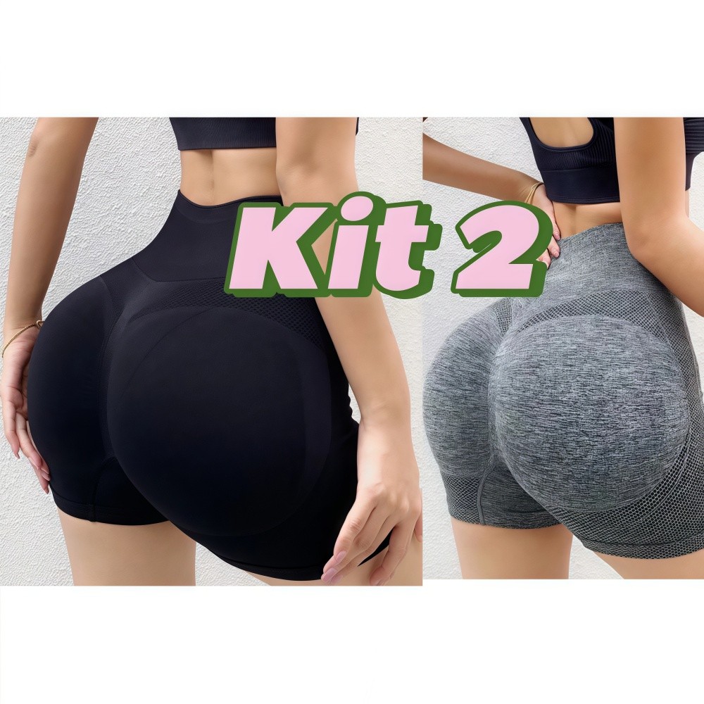 Academia Short Leggings Esportivas Femininas de Cintura Alta com Secagem Rápida Modeladora Empina o Bumbum