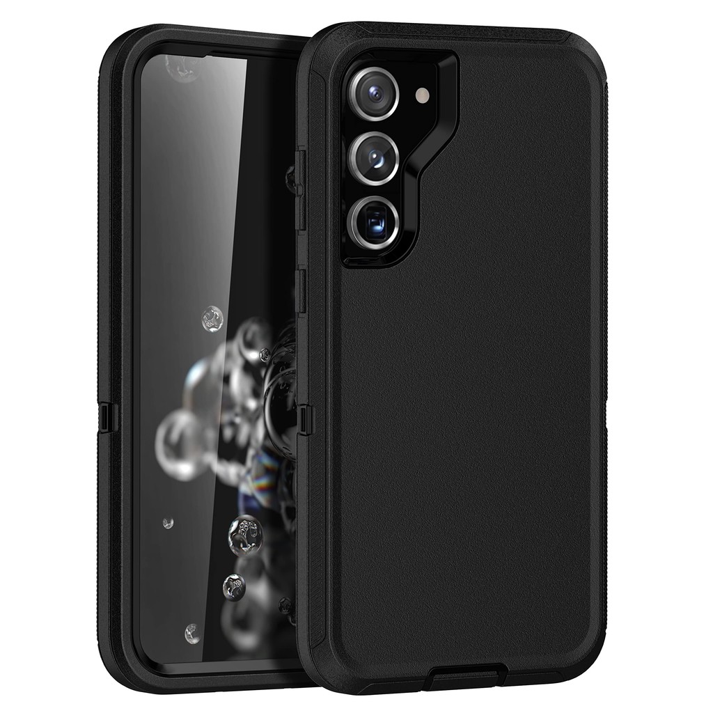 Capa De Telefone Luxuosa Armadura Preta 3 Em 1 Para Samsung Galaxy S26 S25 S24 S23 S22 S21 Plus S26 S24 Ultra S10 S20 No