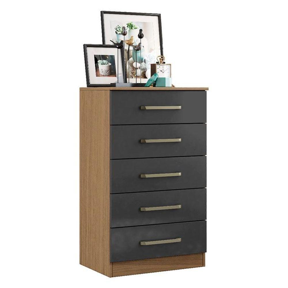 Cômoda 5 Gavetas 2014140 Atacama Grafite - Aramóveis em Oferta na Shopee