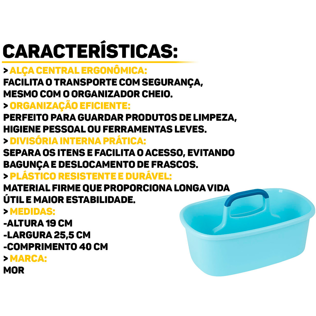 Detalhes do Organizador De Produtos Lavanderia Banheiro Cozinha Balde Limpeza Multiuso Cesto Oval Com Alça Mor