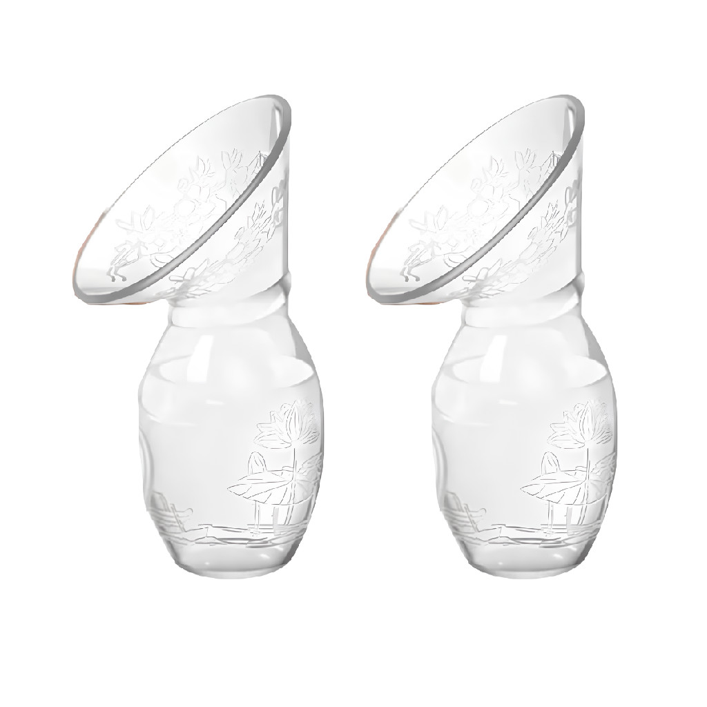 Kit 2 Copos Coletor de Leite Materno Silicone Transparente Livre BPA Facil Usar Mamae