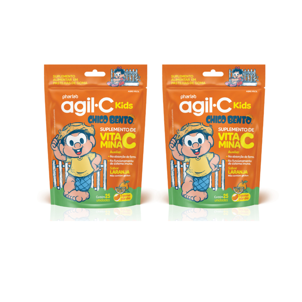 Kit 2 und Agil-c Kids Sabor Laranja 25 Gomas em Oferta na Shopee