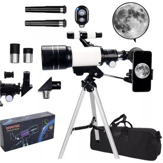 Telescopio Astronomico Com Tripé Ajustável E Suporte Celular Abertura 70mm F30070