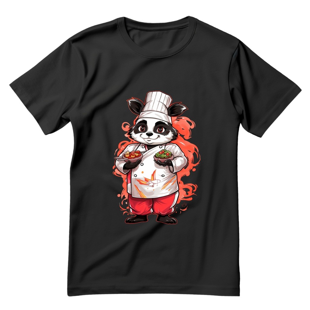 Camiseta Chef De Cozinha Restaurante Unissex 100% Algodão Estampa Panda Blusa Para Uniforme Cozinheiro Passeio Presente