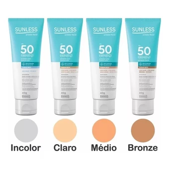 Protetor Solar Facial Sunless FPS 50 - 60g Toque Seco - Original Envio Imediato