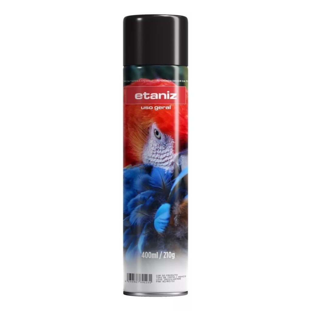 Tinta Sprays Preto Fosco Uso Geral Secagem Rapida 400ml Etaniz em Oferta na Shopee
