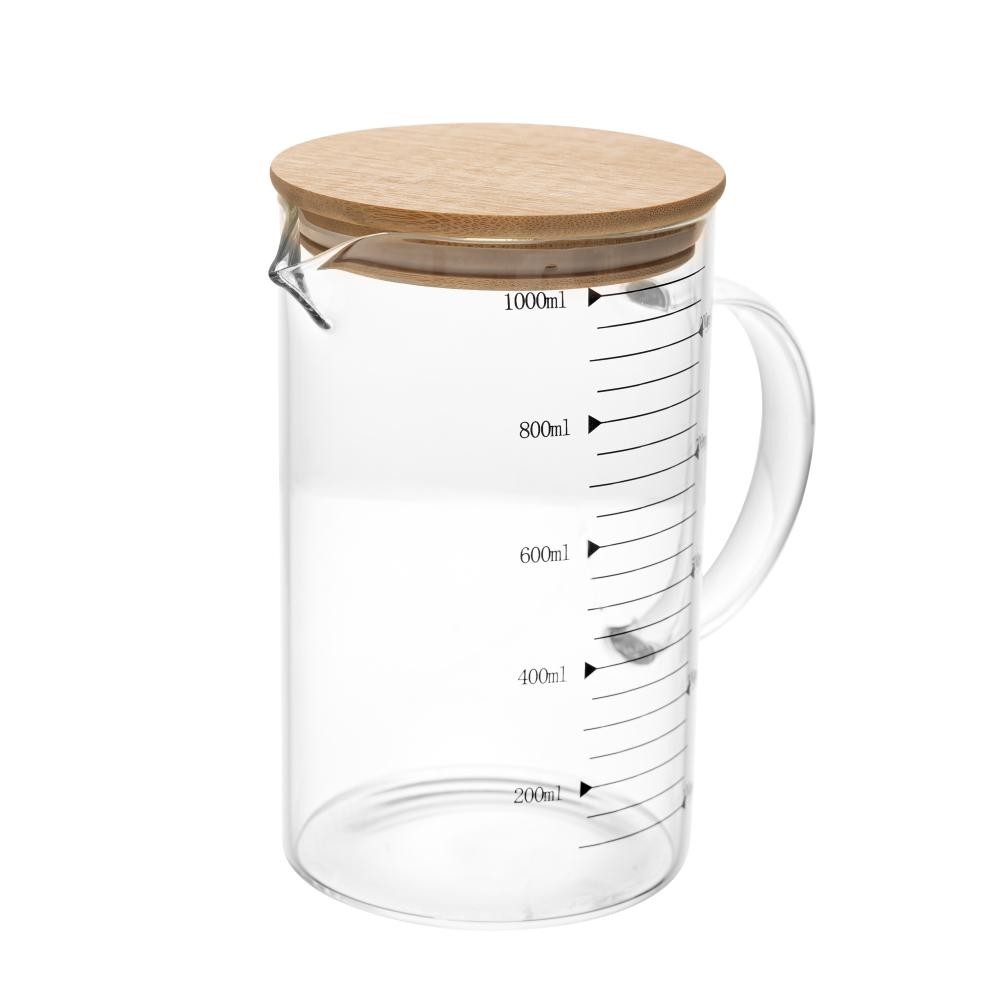 Jarra Medidora Wolff Tampa de Bambu 1L Vidro Borossilicato em Oferta na Shopee