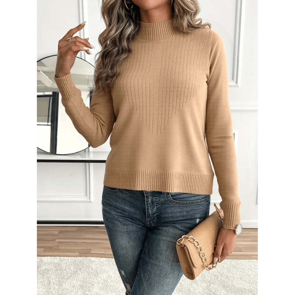 Blusa modal importado lãzinha pura feminino gola redonda slim manga longa pulôver de malha puro 532
