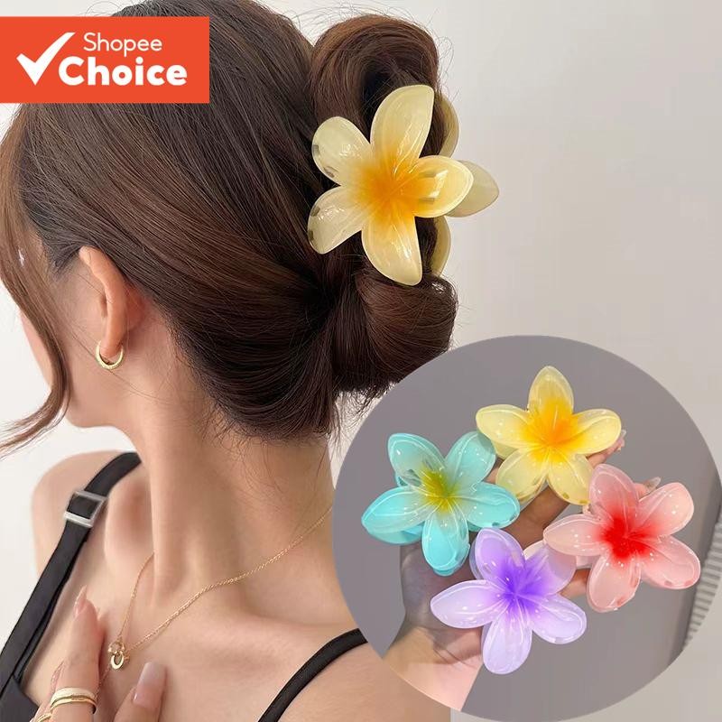 Grampo De Cabelo De Flor Transparente Coreano , Clipe De Garra Frangipani Para Mulheres , ...