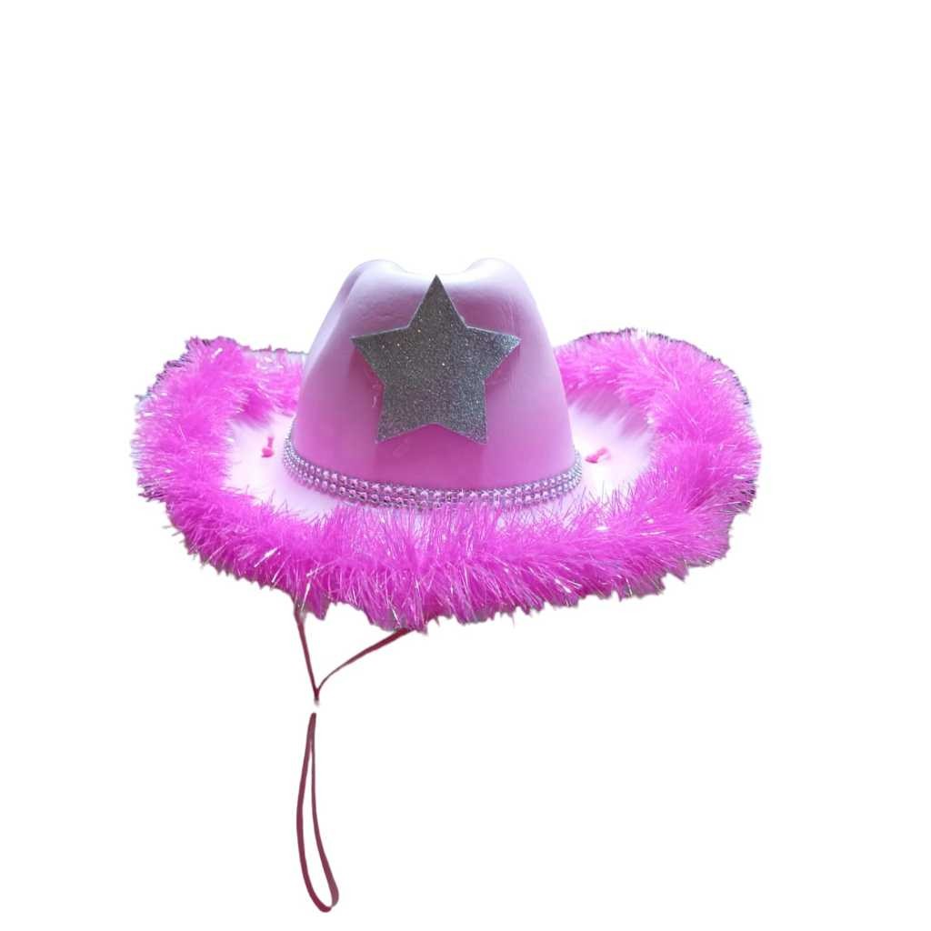 Ana Castela Chapeu Cowgirl Festa Rebeldes Com Pluma Rosa