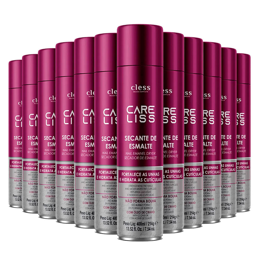 Kit Spray Secante Esmalte Care Liss Óleo De Cravo 400ml - 12 Unidades - Beauty