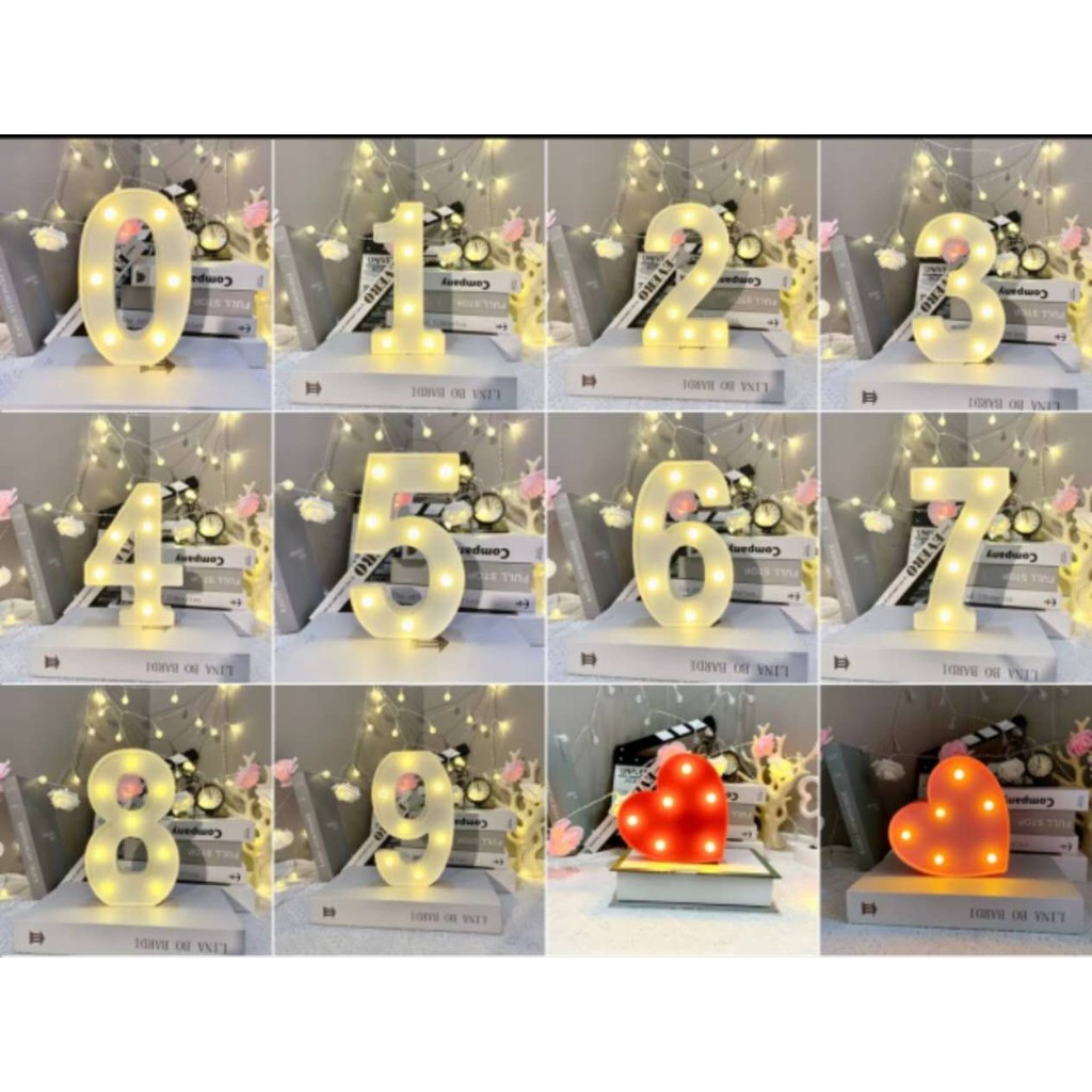 Numero Led Luminária 3D Decorativa Branco  21CM 0-9