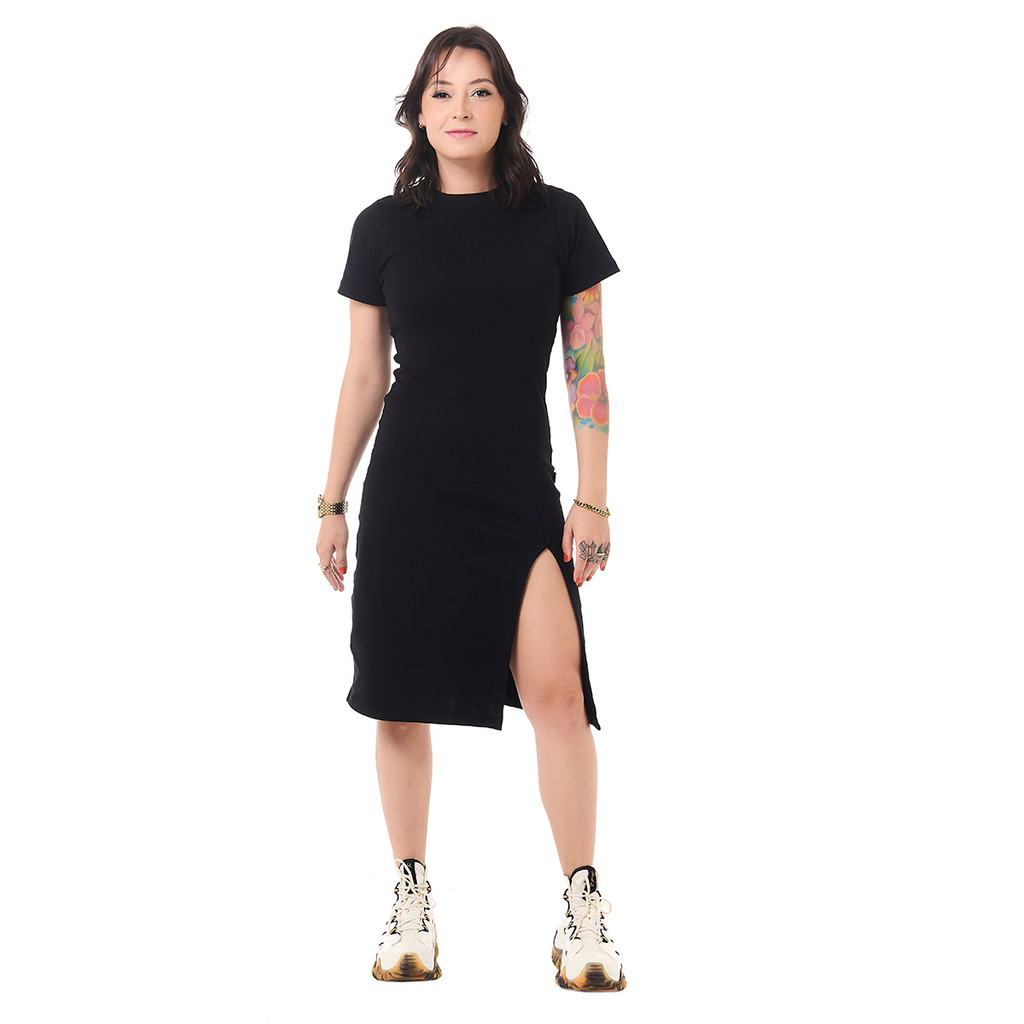 Vestido Urban Fenda Preto Knulu em Oferta na Shopee