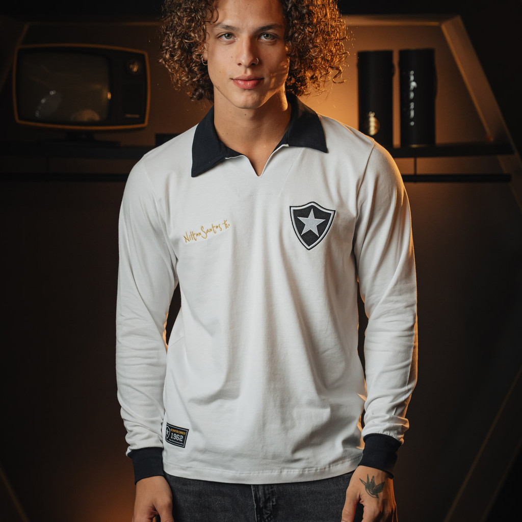 Camisa Botafogo Retrô Nilton Santos 1962 Branca Manga Longa Masculina Oficial em Oferta na Shopee