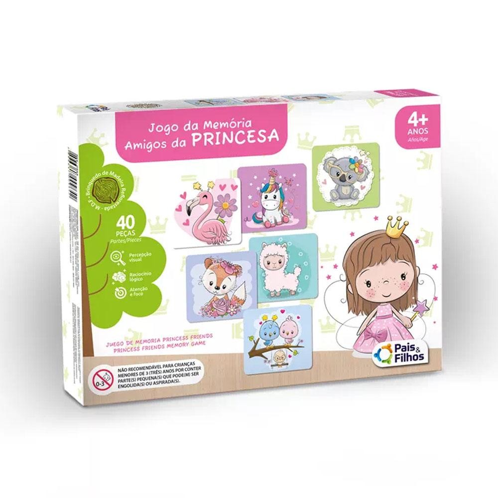 Jogo da Memoria Amigos da Princesa 40 Peças Pais&Filhos